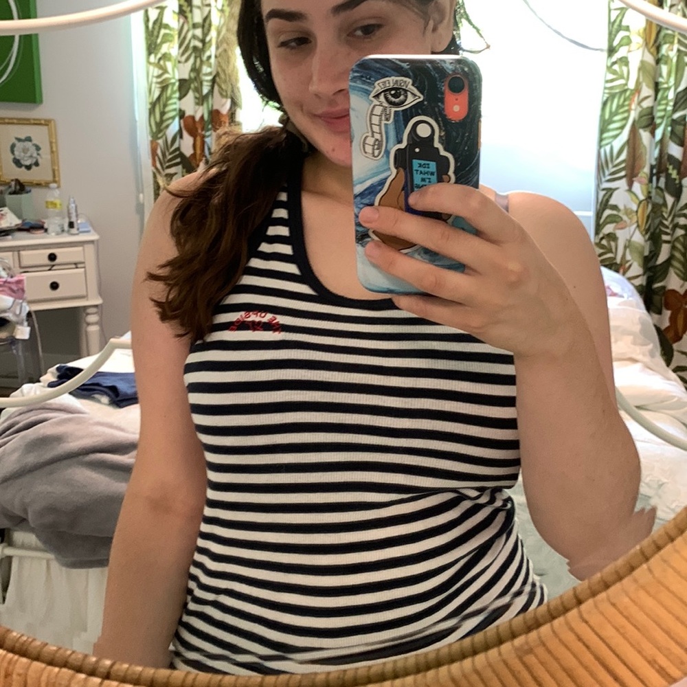 Striped tank with logo